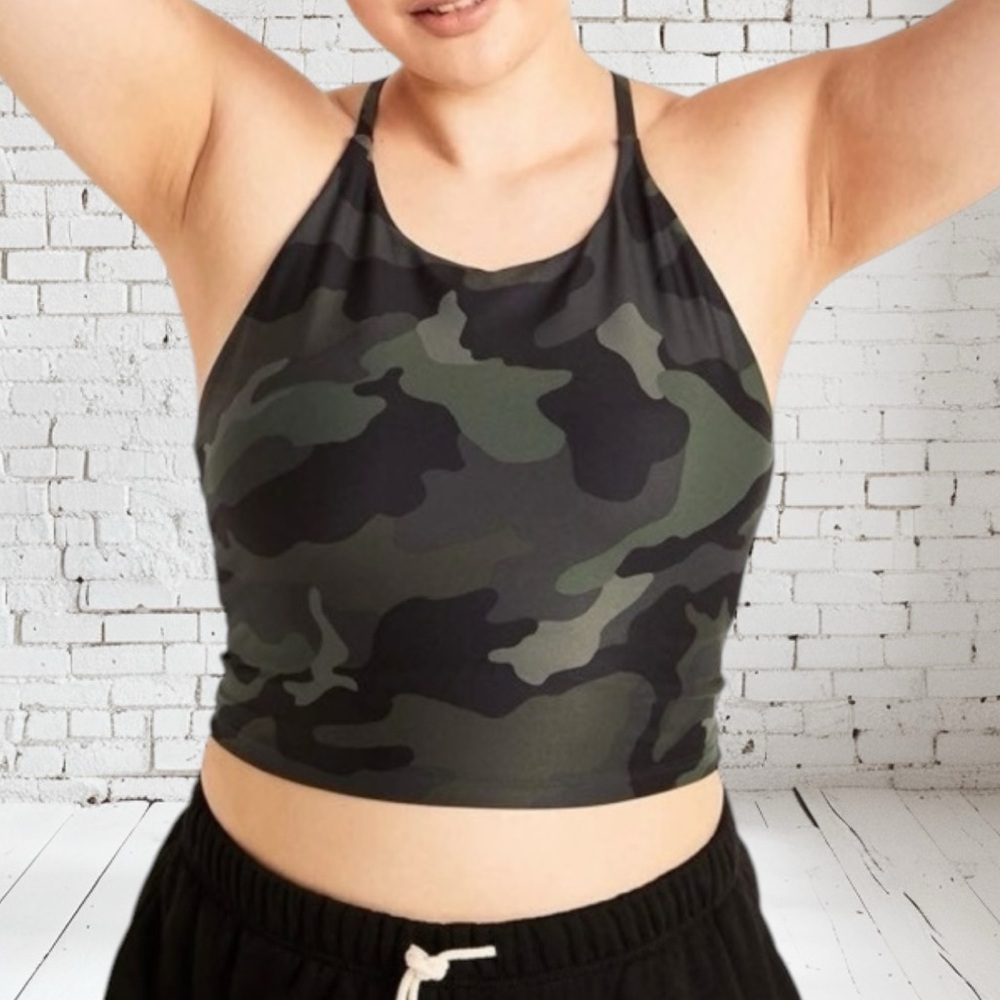 Old Navy Active Powersoft Camo Long Line Workout Top/Sports Bra S